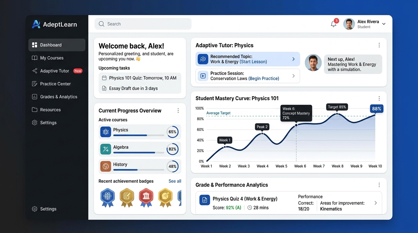 AI Powered Adaptive Learning and Tutoring Assistant Dashboard