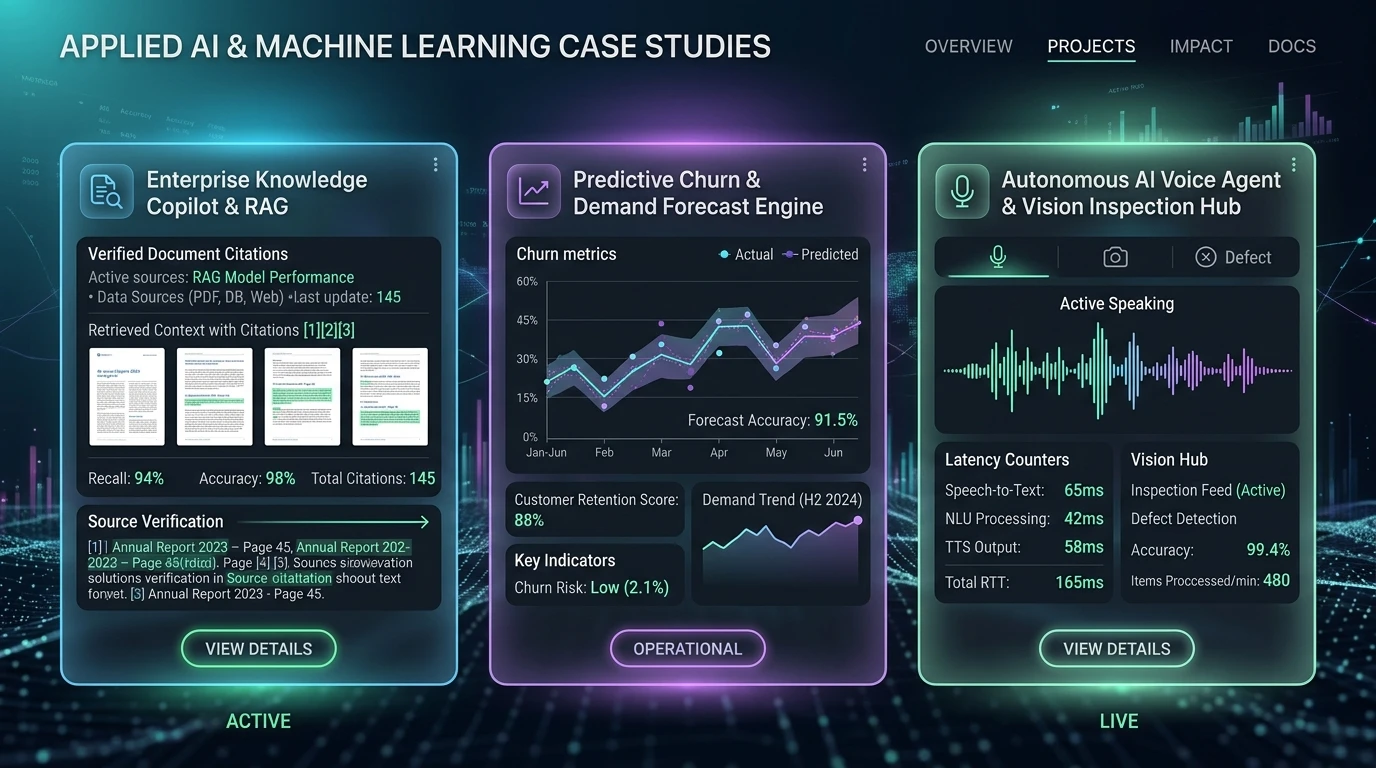 Applied AI solutions portfolio dashboard