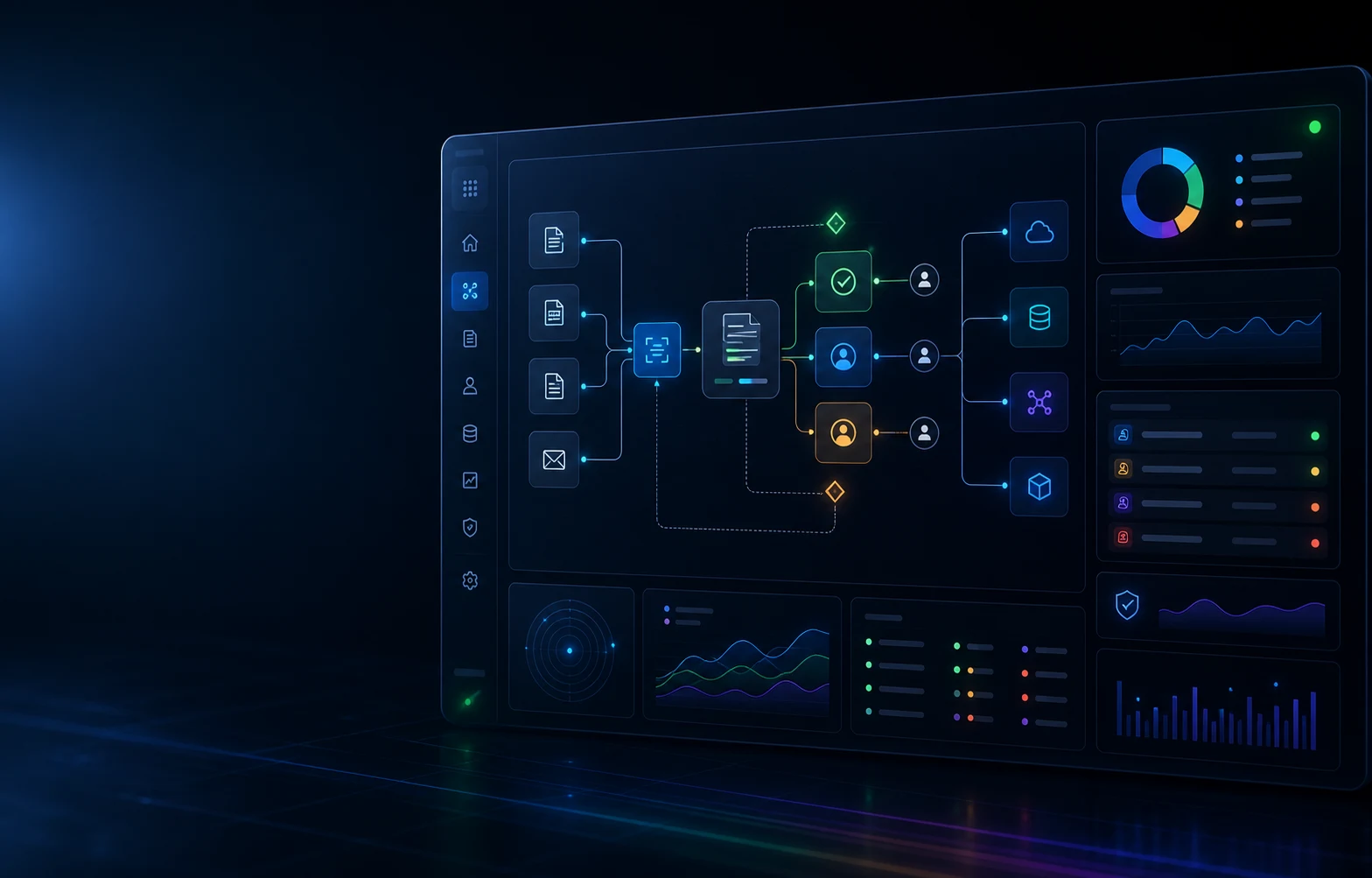 Business automation platform connecting document processing, approvals, systems, and operational analytics