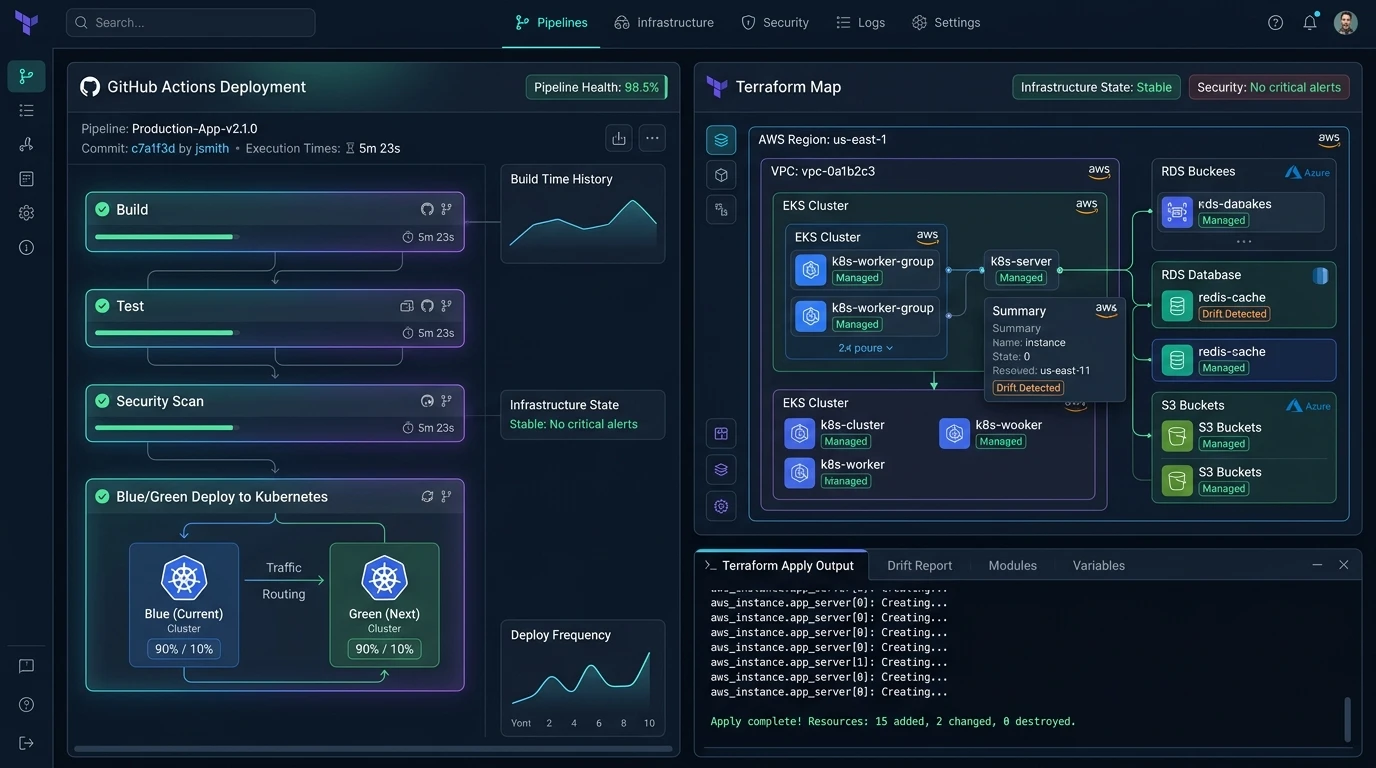 CI/CD pipeline automation and infrastructure-as-code topology