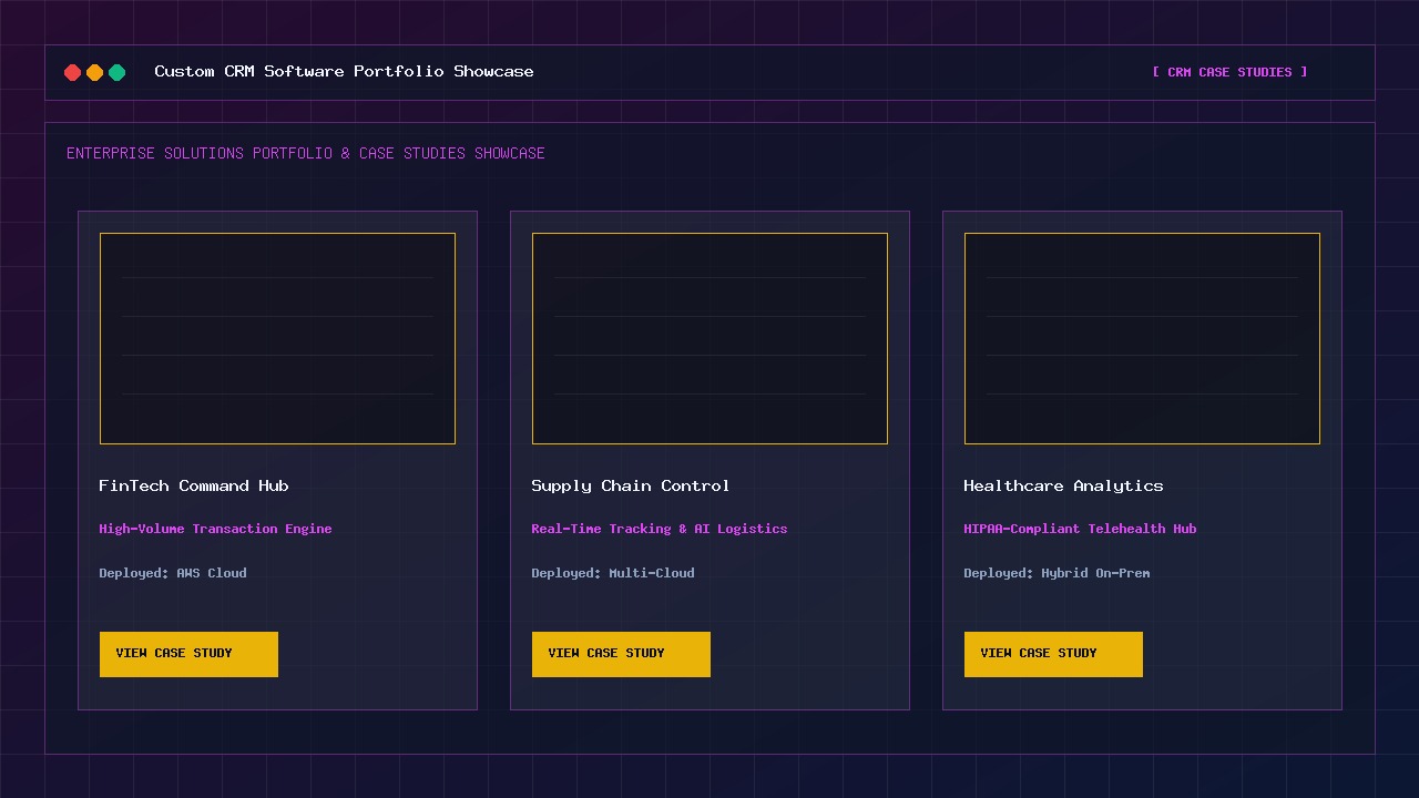 Real World Custom CRM Software Systems Portfolio Showcase Dashboard