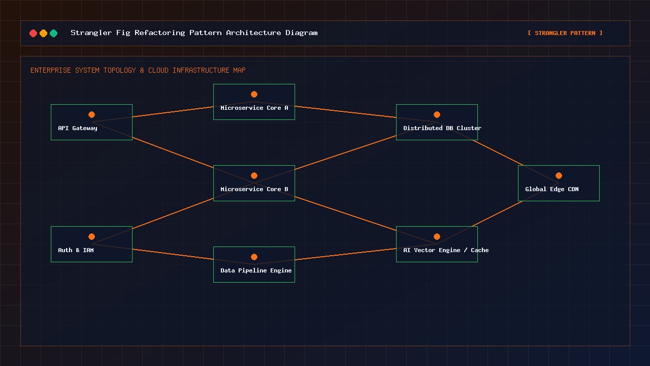 Strangler fig refactoring pattern diagram