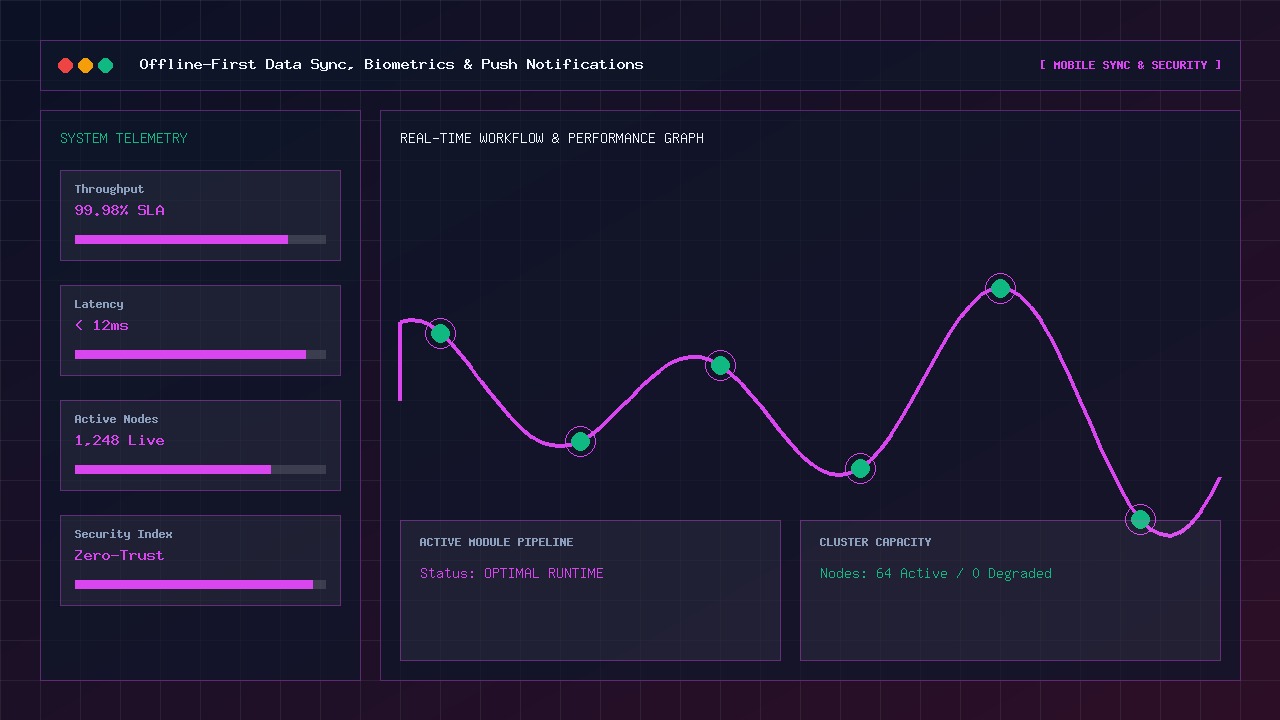 Offline First Data Sync Biometric Security and Push Notifications Engine