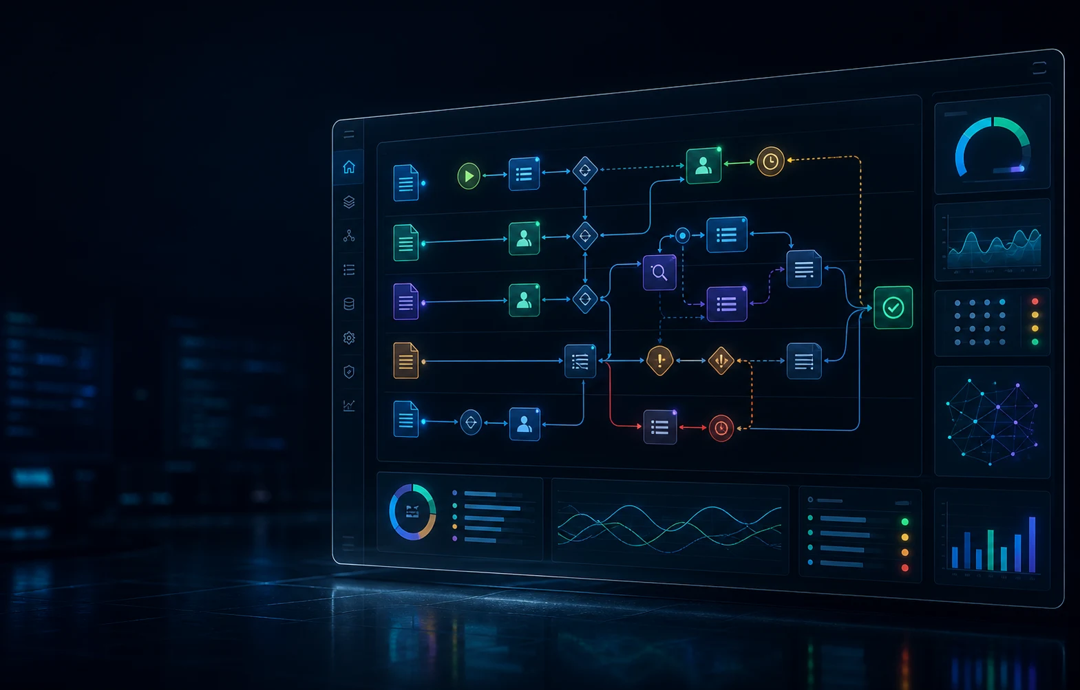 Enterprise process orchestration platform with approvals, queues, exceptions, and operational telemetry